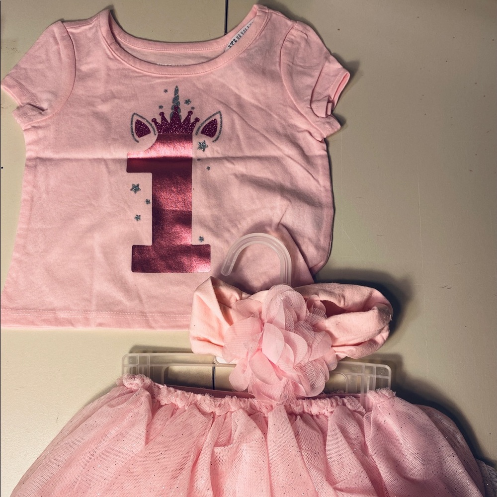 Baby girl Birthday top and tutu skirt set